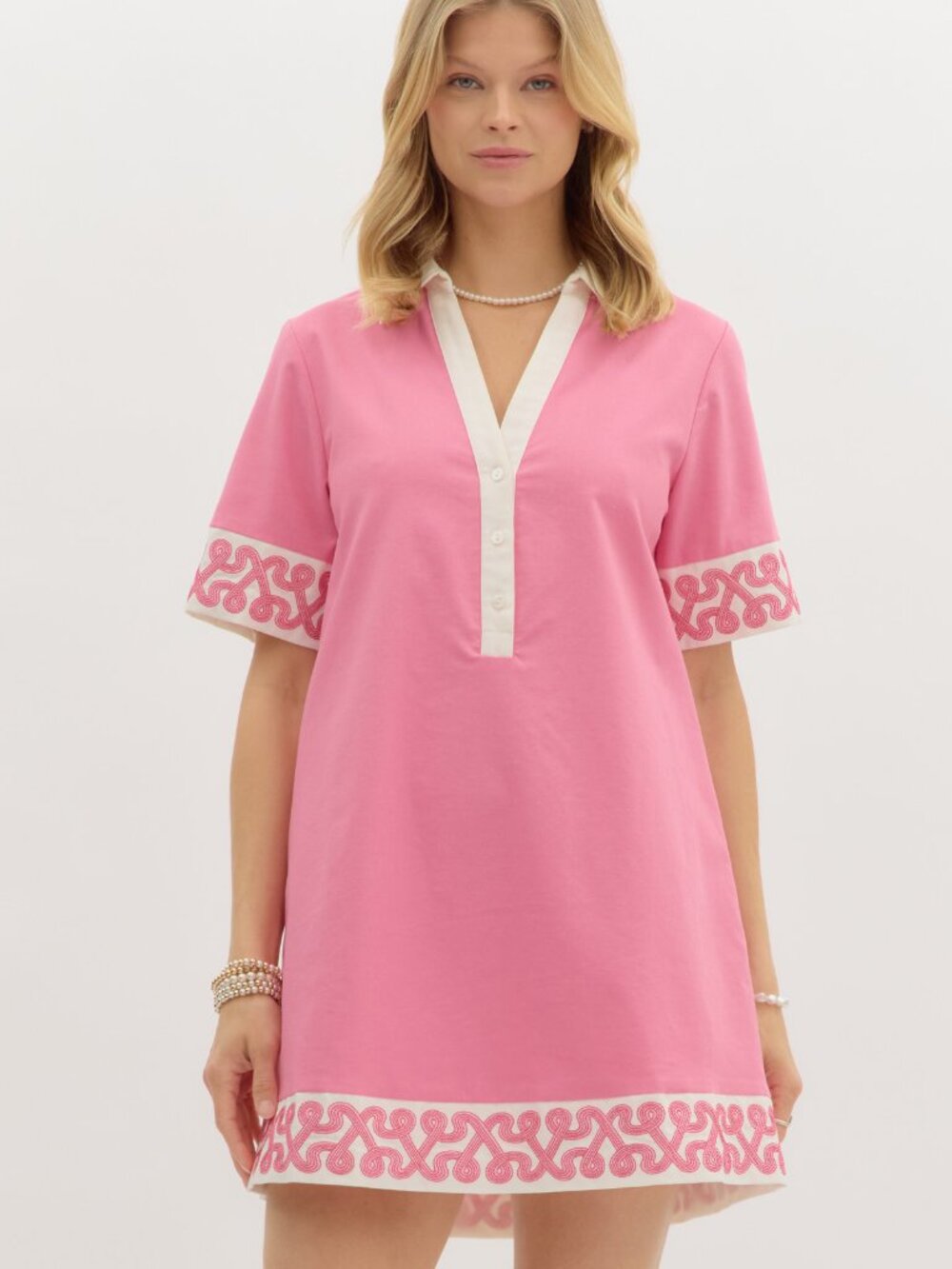 Short Sleeve Mini Dress featuring Contrast Sleeves